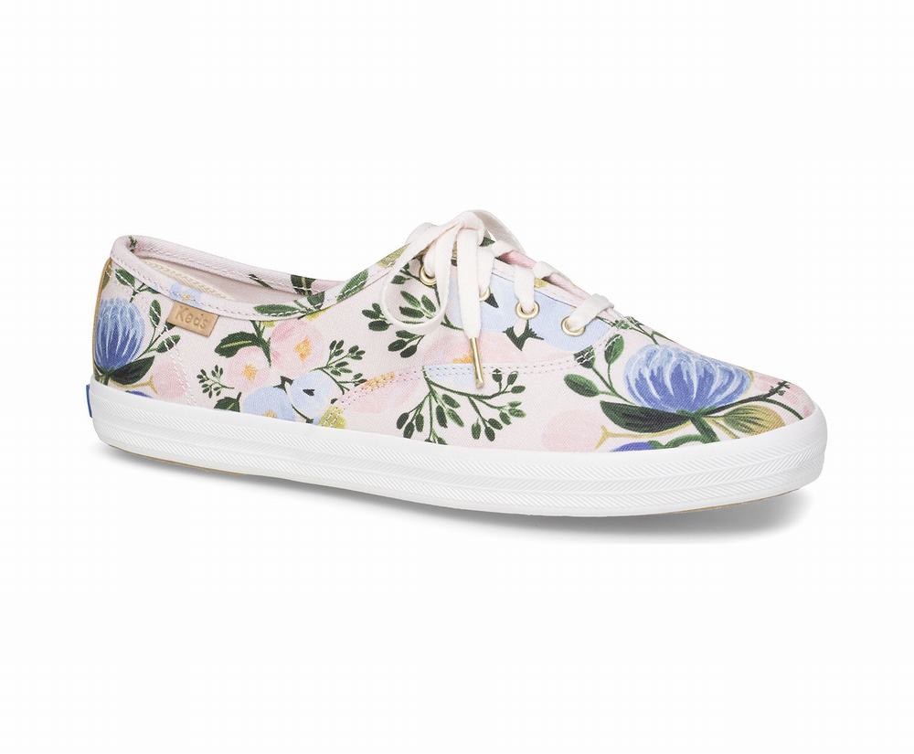 Women's Keds x Rifle Paper Co Champion Botanical Wide Width Shoes Pink Multicolor 5207638US - South